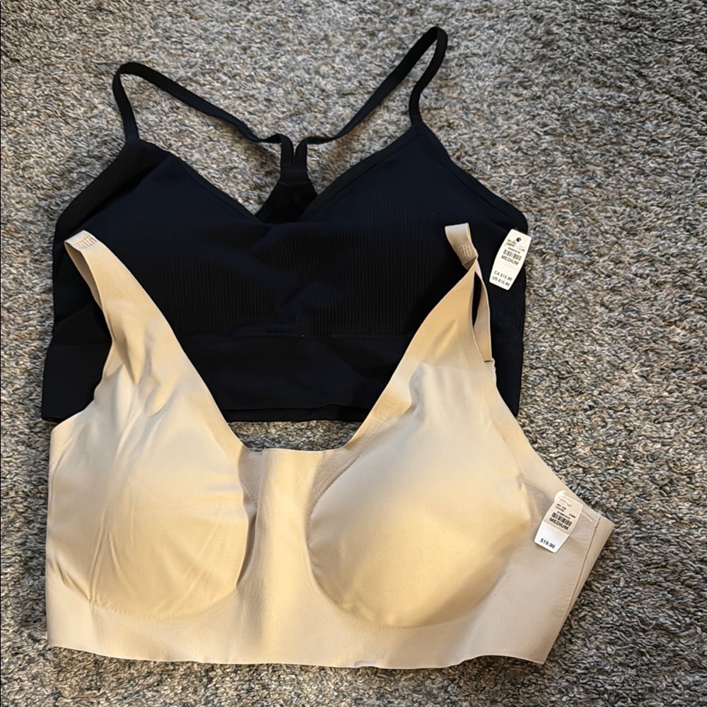 Seamless Black and Tan Bralette Set